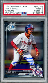Juan Soto Autographed 2017 Bowman Draft Chrome Rookie Card #BDC162 New York Yankees PSA 9 Auto Grade Gem Mint 10 PSA/DNA #61265671