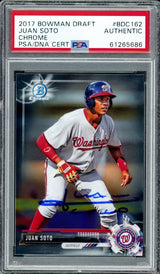 Juan Soto Autographed 2017 Bowman Draft Chrome Rookie Card #BDC162 New York Mets (Bubbling) PSA/DNA #61265686