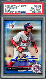 Juan Soto Autographed 2017 Bowman Draft Blue Rookie Card #BDC162 New York Yankees PSA 8 #25/150 PSA/DNA #61265633
