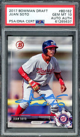 Juan Soto Autographed 2017 Bowman Draft Rookie Card #BDC162 New York Mets PSA 10 PSA/DNA #61265637