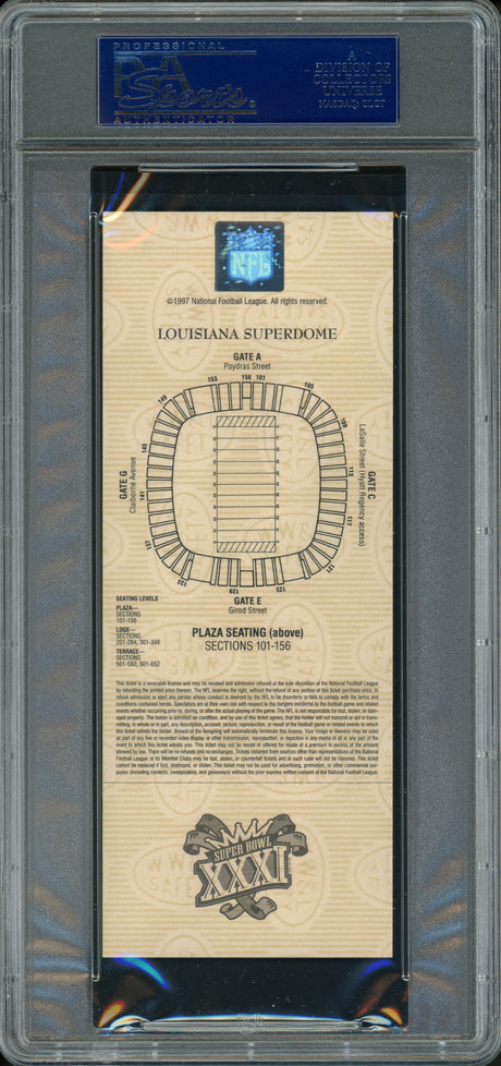 Desmond Howard Autographed Super Bowl XXXI 31 Ticket Green Bay Packers PSA 8 "SB XXXI MVP" Gold Variation PSA/DNA #20009947