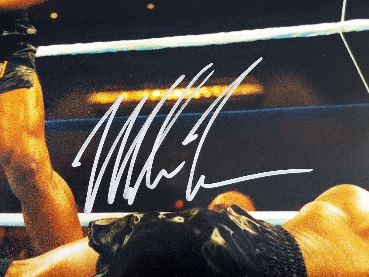 Mike Tyson Autographed 16x20 Photo Standing Over Beckett BAS Stock #206976