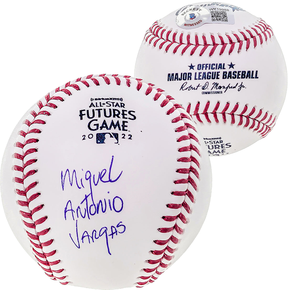Miguel Vargas Autographed Official 2022 All Star Futures MLB Game Baseball Dodgers, White Sox Full Name Beckett BAS Witness Stock #207565