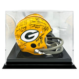 Single Acrylic Full Size Football Helmet Display Case - Black Base With Mirror Back Stock #251002
