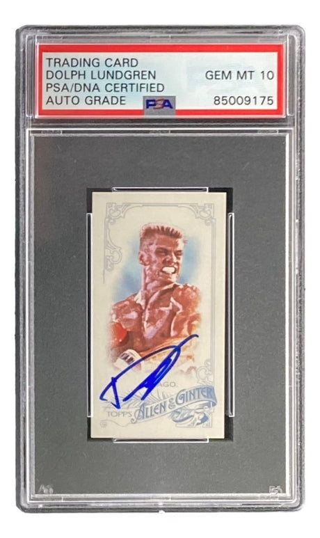 Dolph Lundgren Signed Ivan Drago 2015 Topps A&G Tobacco Card PSA/DNA Gem MT 10 - Sports Integrity