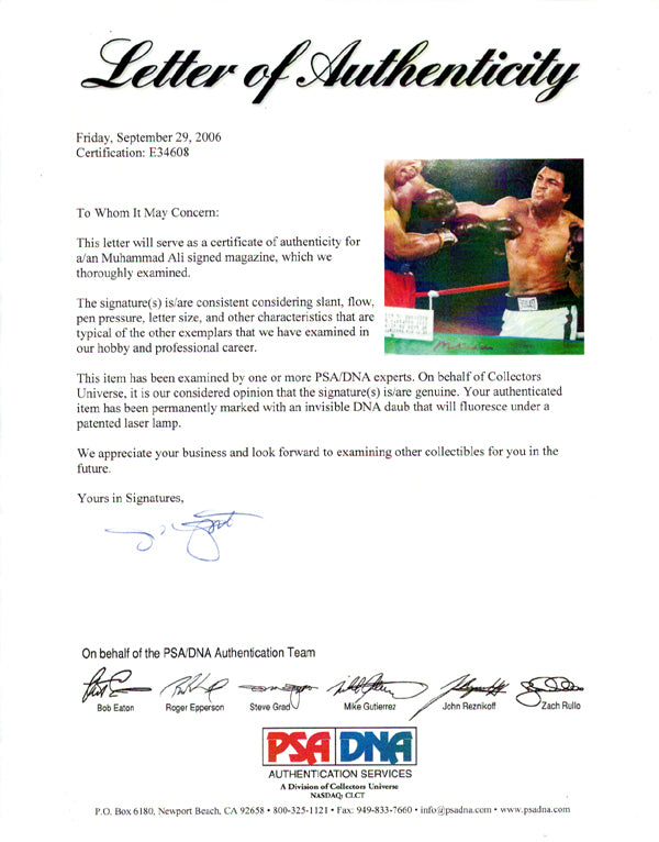 Muhammad Ali Autographed Sports Illustrated Magazine Vintage PSA/DNA #E34608