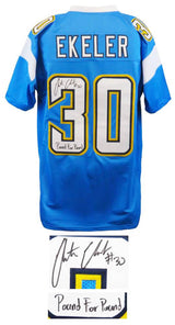 Austin Ekeler Signed Blue Custom Football Jersey w/Pound For Pound