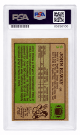 John Elway Signed Denver Broncos 1984 Topps Rookie Football Card #63 - (PSA Encapsulated - Auto Grade 10)