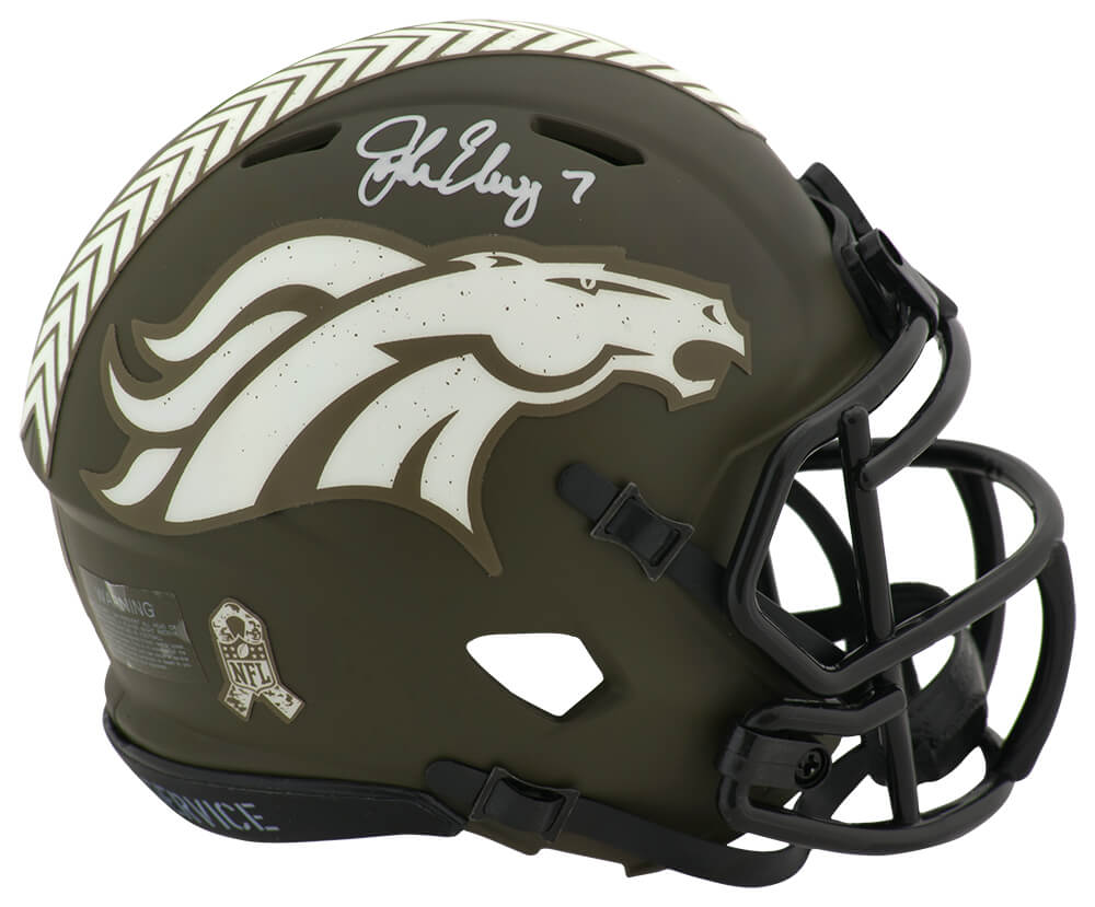 John Elway Signed Denver Broncos SALUTE Riddell Speed Mini Helmet