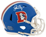 John Elway Signed Denver Broncos 'D Logo' Throwback Riddell Speed Mini Helmet