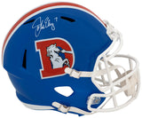 John Elway Signed Denver Broncos T/B D Logo Riddell Full Size Speed Replica Helmet