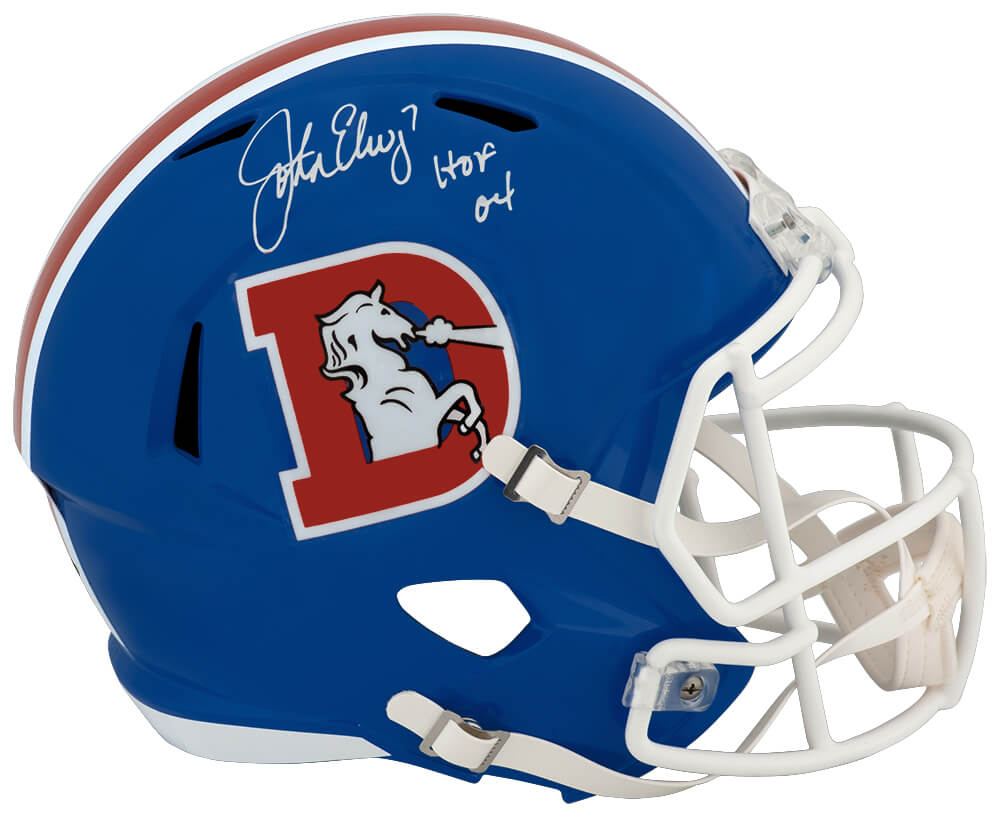 John Elway Signed Denver Broncos Throwback Riddell Full Size Speed Replica Helmet w/HOF'04