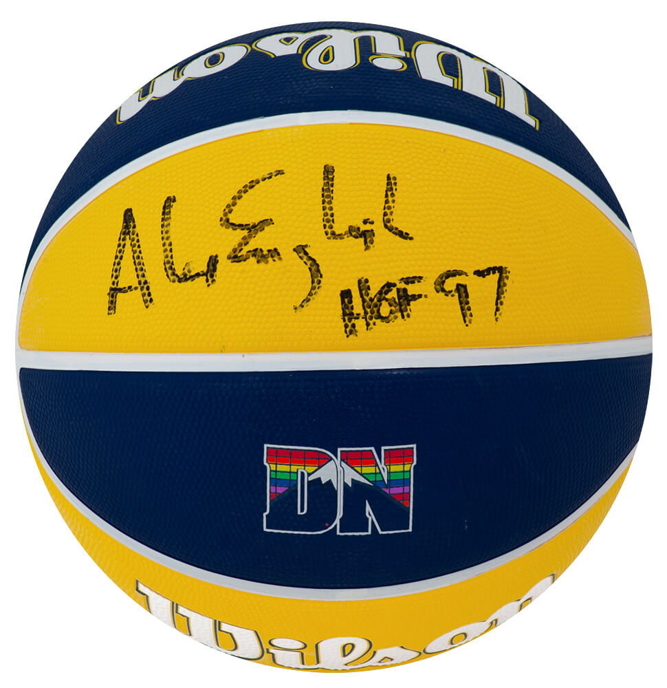 Alex English Signed Wilson Denver Nuggets The City Logo NBA Basketball w/HOF'97
