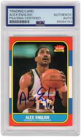 Alex English Signed Denver Nuggets 1986 Fleer Basketball Trading Card #30 - (PSA Encapsulated)
