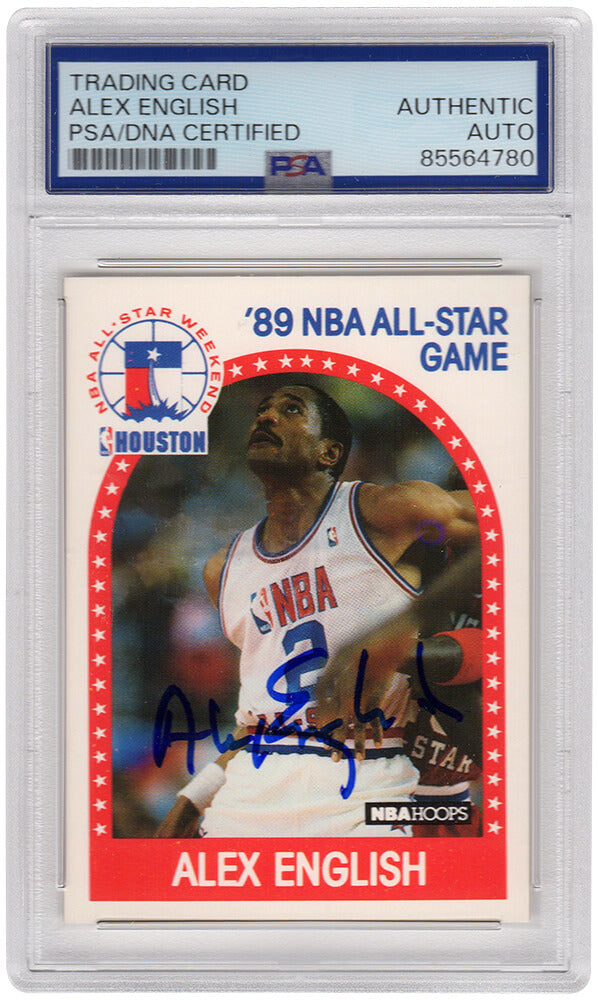 Alex English Signed Denver Nuggets 1989-90 NBA Hoops All Star Game Basketball Card #133 - (PSA Encapsulated)