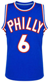 Julius Erving Signed Blue Throwback Custom Basketball Jersey - (JSA)