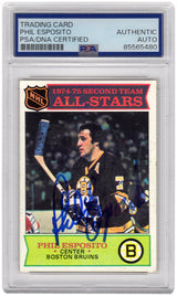 Phil Esposito Signed Boston Bruins 1975 Topps Hockey Card #292 - (PSA Encapsulated)