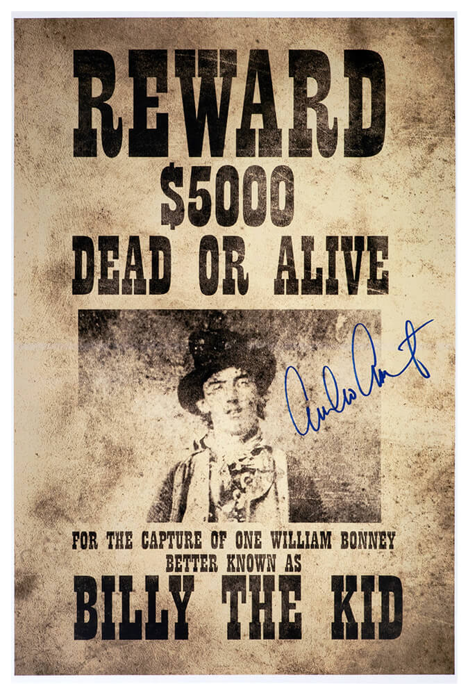 Emilio Estevez Signed Bill The Kid 12x18 Wanted Poster