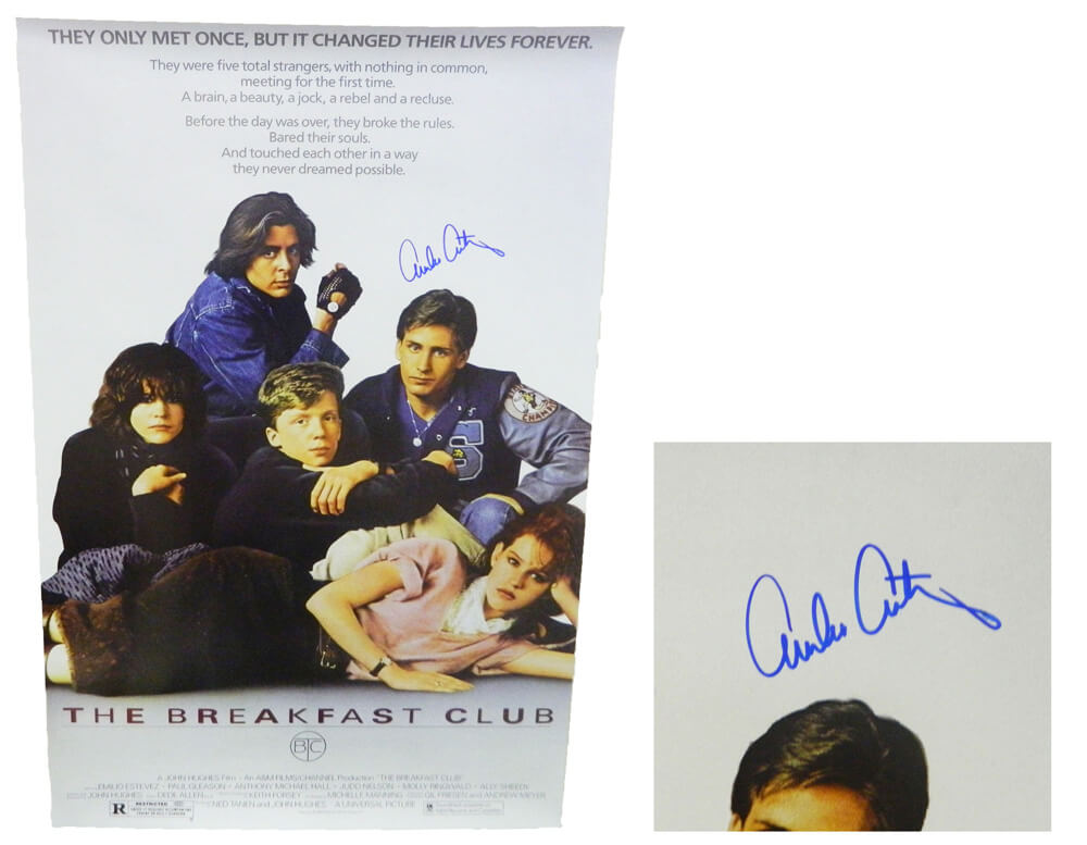 Emilio Estevez Signed The Breakfast Club 24x36 Full Size Movie Poster