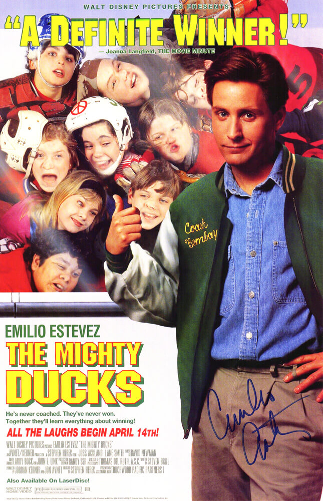 Emilio Estevez Signed Mighty Ducks 11x17 Movie Poster