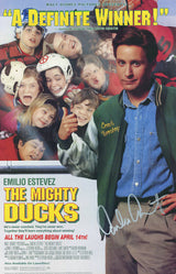 Emilio Estevez Signed The Mighty Ducks 11x17 Movie Poster (In Silver)