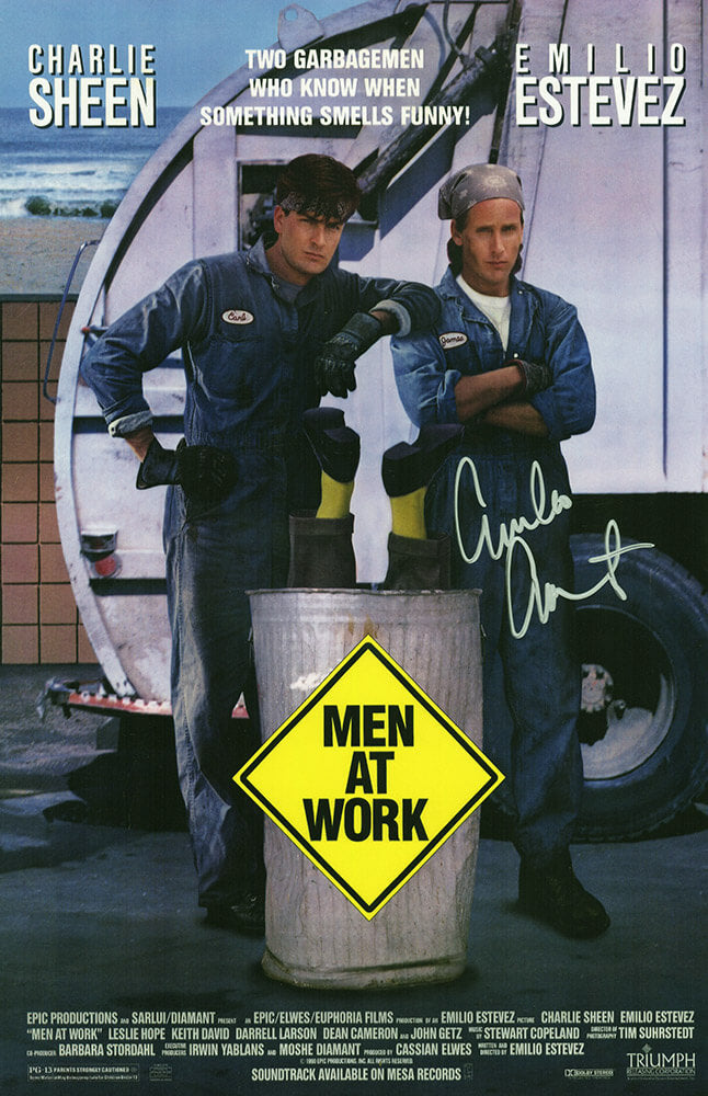Emilio Estevez Signed Men At Work 11x17 Movie Poster