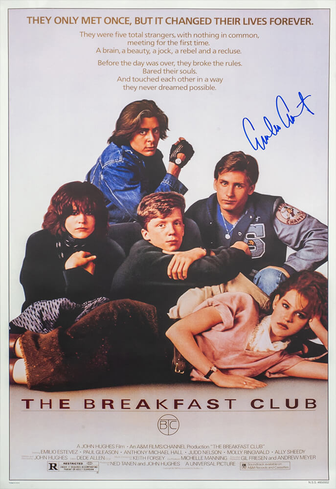Emilio Estevez Signed The Breakfast Club 27x40 Full Size Movie Poster