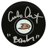 Emilio Estevez Signed Anaheim Mighty Ducks Team Logo Hockey Puck w/Bombay