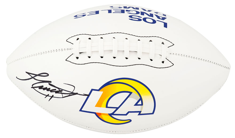 Jim Everett Signed Los Angeles Rams Logo Franklin White Football