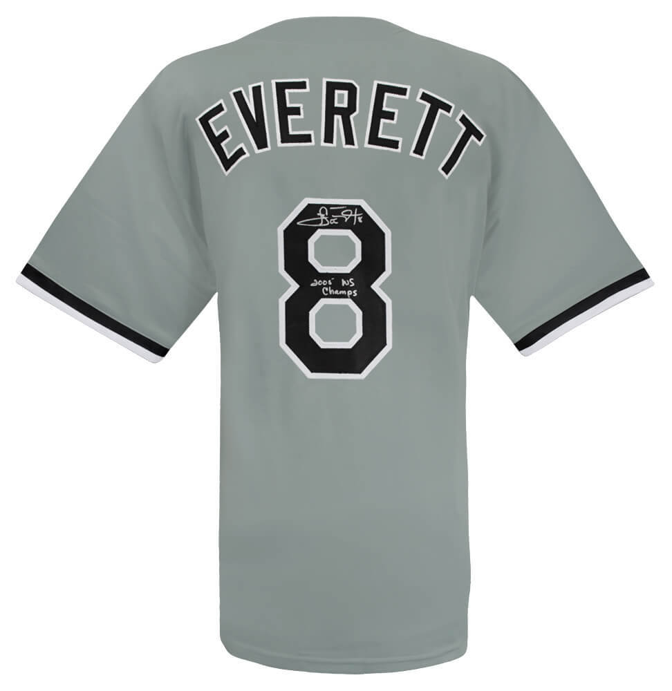 Carl Everett Signed Grey Custom Baseball Jersey w2005 WS Champs