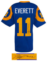 Jim Everett Signed Blue Throwback Custom Football Jersey w/1990 Pro Bowl