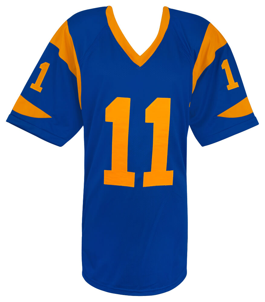 Jim Everett Signed Blue Throwback Custom Football Jersey w/1990 Pro Bowl
