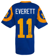 Jim Everett Signed Blue Throwback Custom Football Jersey w/1990 Pro Bowl