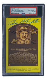 Enos Slaughter Signed 4x6 St Louis Cardinals HOF Plaque Card PSA/DNA 850262832 - Sports Integrity