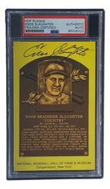 Enos Slaughter Signed 4x6 St Louis Cardinals HOF Plaque Card PSA/DNA 85026222 - Sports Integrity