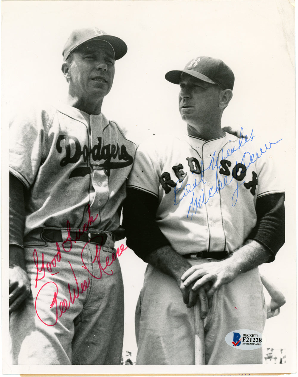 Pee Wee Reese & Mickey Owen Autographed 7x9 Photo Beckett BAS #F21228