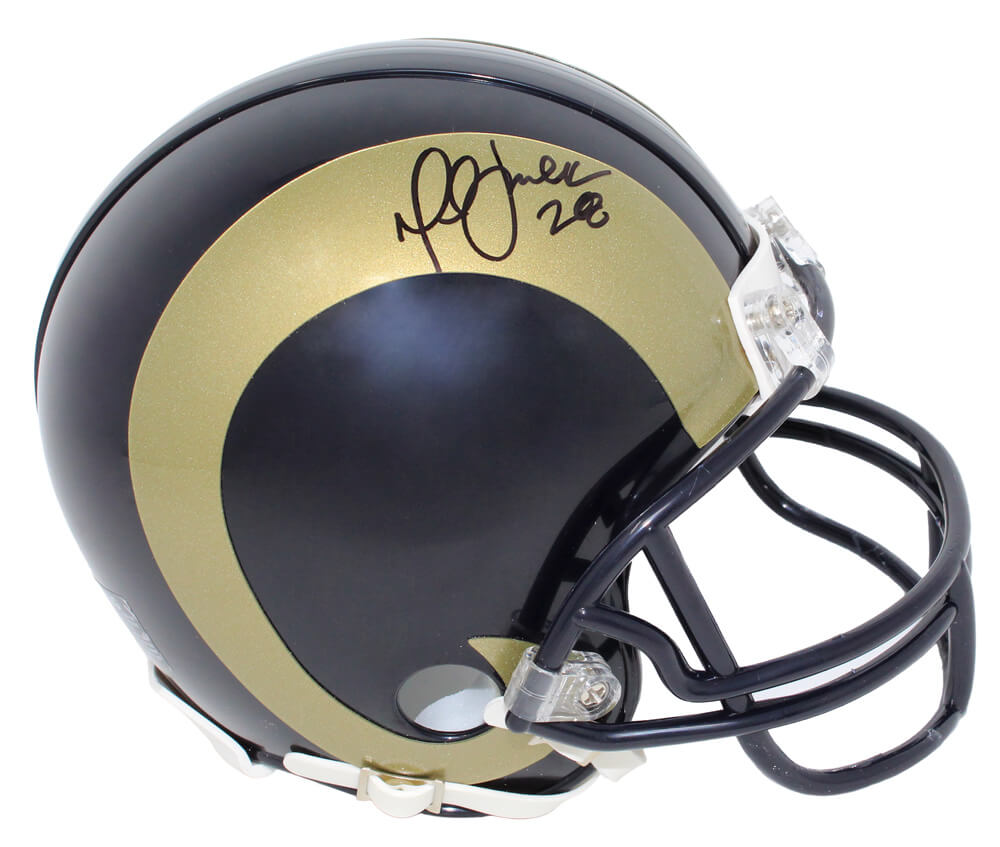 Marshall Faulk Signed Rams Throwback Riddell Mini Helmet