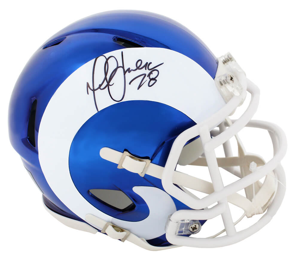 Marshall Faulk Signed Rams Chrome Riddell Speed Mini Helmet