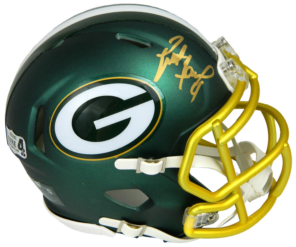 Brett Favre Signed Green Bay Packers Blaze Riddell Mini Helmet