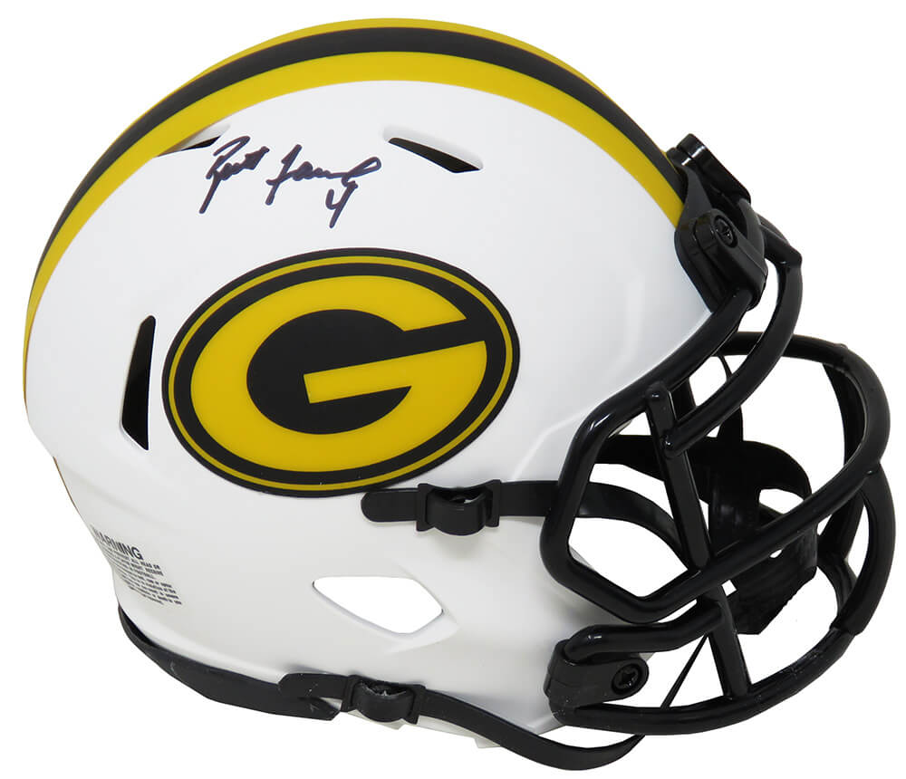Brett Favre Signed Green Bay Packers Lunar Eclipse White Matte Riddell Speed Mini Helmet