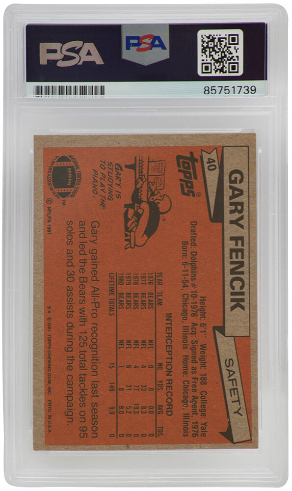 Gary Fencik Signed Chicago Bears 1981 Topps Football Trading Card #40 - (PSA Encapsulated)