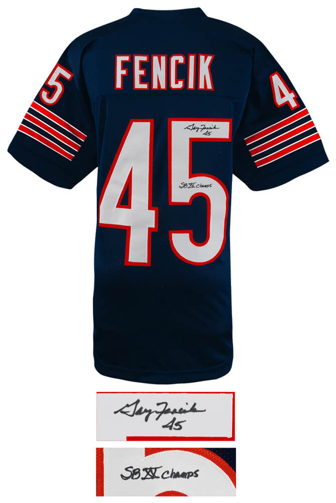 Gary Fencik Signed Navy Custom Football Jersey w/SB XX Champs