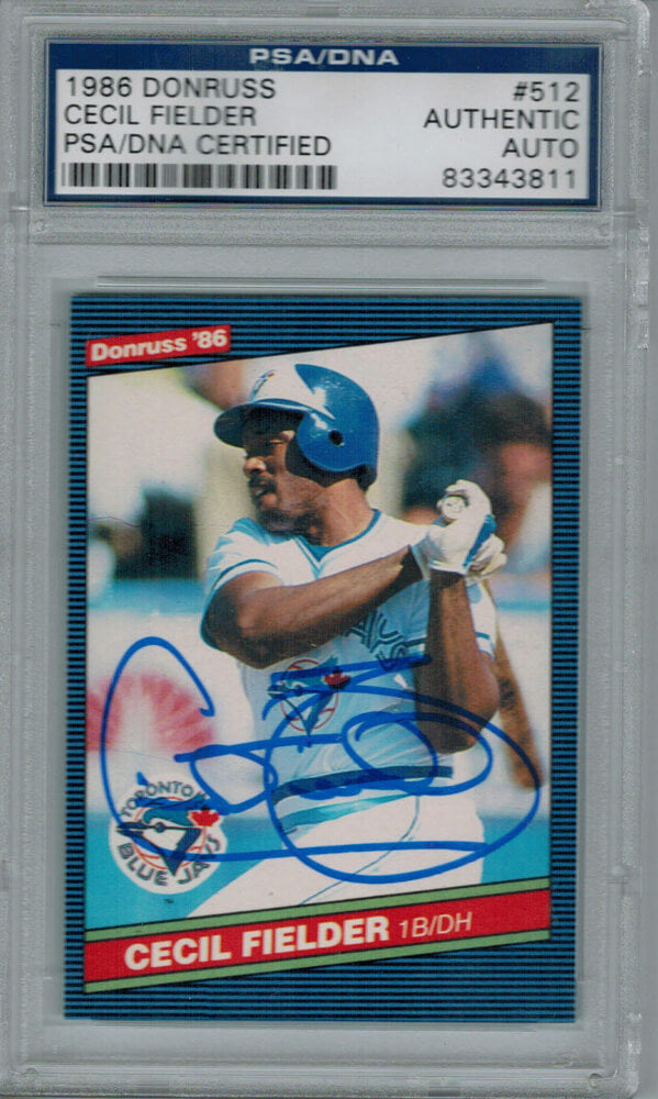 Cecil Fielder Signed Toronto Blue Jays 1986 Donruss Rookie Card #512 PSA/DNA