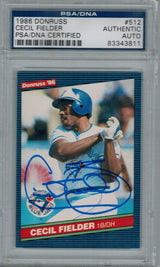 Cecil Fielder Signed Toronto Blue Jays 1986 Donruss Rookie Card #512 PSA/DNA
