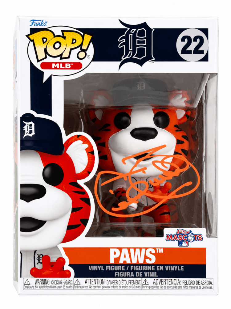 Cecil Fielder Signed Detroit Tigers 'Paws' MLB Mascot Funko Pop Doll #22