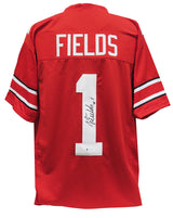 Justin Fields Signed Red Custom College Football Jersey (Beckett)