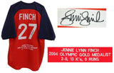 Jennie Finch Signed Team USA Red Custom Embroidered Stat Jersey