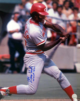George Foster Signed Cincinnati Reds Grey Jersey Swinging 16x20 Photo w/NL MVP 1977