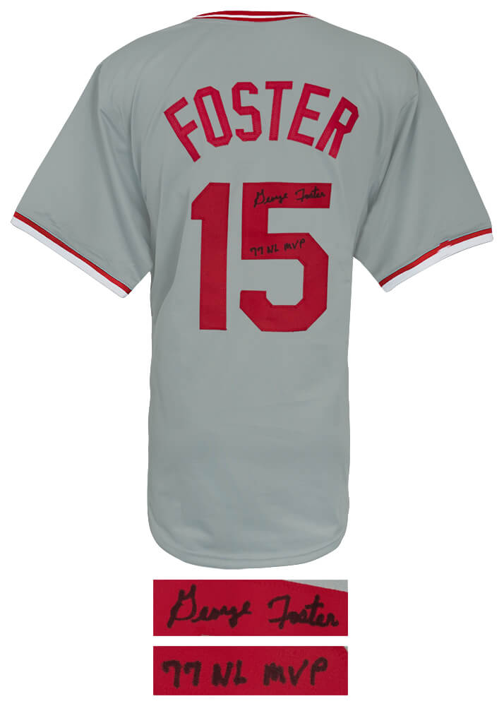George Foster Signed Grey Custom Baseball Jersey w/77 NL MVP