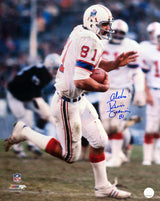 Russ Francis Signed New England Patriots White Jersey Action 16x20 Photo w/Aloha